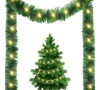 Guirlande de Noël 15 m déco en film alu brillant avec fil lumineux | Guirlande De Noël Pour Manteau de Cheminée et Cheminée Extérieur Intérieur Fête Nouvel An Lampe chauffante