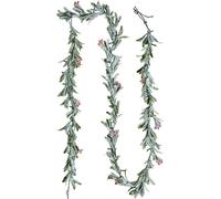 Guirlande de Noël, 2750 mm, verdure réaliste décorée de vignes, de feuilles d'olivier et de baies, guirlandes artificielles à feuilles persistantes avec guirlande lumineuse pour décoration de Noël int