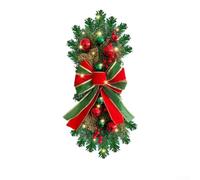 Guirlande de Noël artificielle en forme de goutte d'eau avec baies rouges en plastique pour maison, escalier, porte, décoration de vacances (rouge et vert)