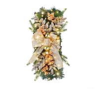 Guirlande de Noël artificielle en forme de larme - 45 cm - Rouge et doré - Décoration pour porte, escalier, couronne à suspendre - Décoration festive pour la maison