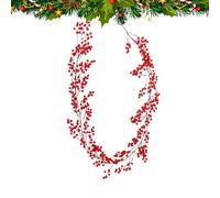 Guirlande de Noël avec Baies,Guirlande de Baies, Guirlande de canneberges de 6,2 pieds pour Noël, Décor de guirlande rustique, décor saisonnier, guirlande de baies de houx, guirlande de Noël Real Touc