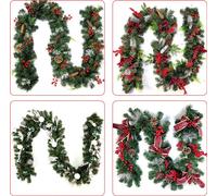 guirlande de Noël de 9 pieds, suspension flexible en PVC, guirlandes artificielles avec ruban pour escaliers, rampes, cheminée, véranda, porte, arbre, vacances