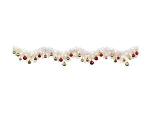 Guirlande de Noël Guirlande de Noël blanche Guirlande de sapin avec éclairage 5m, IP44 intérieur extérieur, 36 boules de sapin de Noël or rouge, LED blanc, L 500 cm