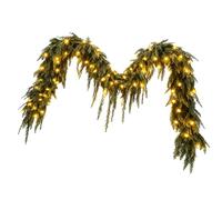 Guirlande de Noël lumineuse - Cyprès artificiel luxuriant avec 90 LED - Décoration de Noël réaliste pour l'entrée de la maison, la cheminée, le balcon, la rampe d'arbre,