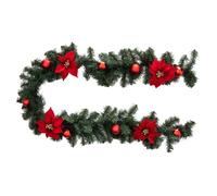 Guirlande de Noël poinsettias rouges boules rouges en plastique 2m - Feeric Lights & Christmas