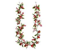 Guirlande de Noël pour l'extérieur - 1,74 m - Décoration de Noël artificielle - Guirlande de Noël en eucalyptus avec baies rouges - Pour l'intérieur et l'extérieur - Cheminée, rampe d'escalier, salon