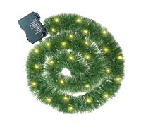 Guirlande de Noël pré-éclairée - 5 mètres vert artificiel avec lumières LED | Décoration festive intérieure et extérieure pour cheminée, porte, escalier, terrasse, cour, balcon, décoration de fête de