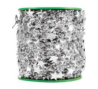 Guirlande de Perles artificielles en Forme d’étoile à Faire soi-même, Guirlande décorative pour Mariage et Noël, Fil de Perles en étoiles à Cinq Branches, doré ou argenté, 60 m, (Étoile argentée à
