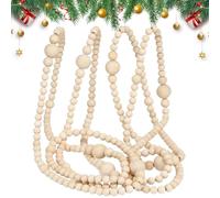 Guirlande de perles en bois de Noël, 3 m, décoration rustique pour arbre de ferme, guirlande de vacances pour la maison, mariage, porche, cheminée, armoire, décoration intérieure et extérieure, ac
