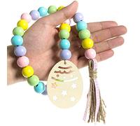 Guirlande de perles en bois de Pâques avec pampilles Boho String Egg Découpe Décoration murale rustique rustique