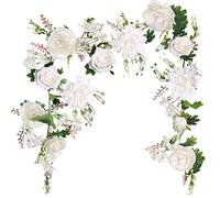 Guirlande de pivoines, 180 cm, Guirlande de roses artificielles, Guirlandes de fleurs artificielles pour mariages, chemin de table pour la maison, dessus de cheminée, décorations de fête (Guirlande de