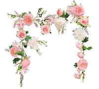Guirlande de pivoines, 180 cm, Guirlande de roses avec fleurs artificielles, Guirlandes de fleurs artificielles pour mariages, chemin de table pour la maison, dessus de cheminée, décor de fête