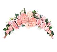 Guirlande de pivoines - Décoration de mariage - Guirlande de fleurs artificielles - Guirlande de fleurs pour porte, mariage, fête, mur, décoration de la maison (pivoines roses swag)