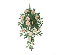 Guirlande de roses artificielles à suspendre au mur, 90 cm, guirlande de fleurs artificielles avec 11 grandes fleurs pour décoration de maison, jardin, balcon, porte (rose) (rose clair)
