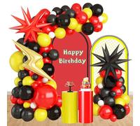 Guirlande de Rouge Jaune Noir Ballons Décorations d'Anniversaire Redball pour Fête d'Anniversaire