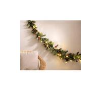 Guirlande de sapin décorative 180 cm avec véritables pommes de pin - Lumineux