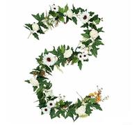 Guirlande de tournesols artificiels réalistes de 200 cm - Décoration d'automne flexible en rotin avec feuilles pour la maison, le mariage (style C)