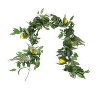 Guirlande de vigne artificielle de 180 cm en saule et de citron, fruits artificiels réalistes et feuilles vertes pour fête de mariage, décoration murale, vert