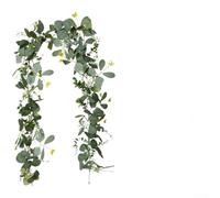 Guirlande de vigne de papillons artificiels de 180 cm, feuilles d'eucalyptus imitation rotin et soie subtiles accents floraux subtils faits à la main tige flexible pour fête de mariage, maison