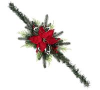 Guirlande décorative pour boîte aux Lettres de Noël, Sapin Artificiel 31,5 x 13,8 Pouces, 20 LED, Poinsettias Rouges et Baies givrées, pour boîte aux Lettres, clôture, Rampe, extérieur