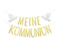 Guirlande décorative pour communion, Bannière Première Communion Pailletée Or avec Colombe, À suspendre au mur à la fenêtre, pour Fête Religieuse Baptême Première Communion, 3 M