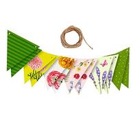 Guirlande décorative pour Le Jardin - Guirlande de fanions pour la décoration Lors de fêtes dans Le Jardin ou d'autres fêtes - Motif Feuilles et Fleurs colorés.