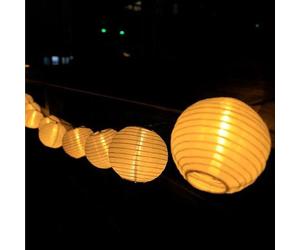 Guirlande décorative solaire d'extérieur de 8 mètres avec 30 LED - Lampadaire solaire résistant aux intempéries pour le jardin, le balcon et les espaces extérieurs - Blanc