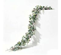 Guirlande d'eucalyptus artificiel avec marguerite et papillon 3D - 1,5 m - Guirlande florale en soie à suspendre pour arche de mariage, table, maison, printemps et été