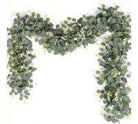 Guirlande d'eucalyptus artificiel, feuilles vertes fausses, lianes de verdure fausses pour chemin de table, décoration de mur de maison, arche de fête, cadeau romantique de la Saint-Valentin, décorati