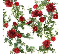 Guirlande d'eucalyptus, guirlande de fleurs, arche de mariage, swag floral pour décoration de mariage, Noël, toile de fond de table, arche murale, fête, décoration de chambre à coucher (rouge)