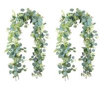 Guirlande d'eucalyptus, lot de 2, guirlande artificielle d'eucalyptus de 1,8 m de long avec des feuilles de saule, feuilles vertes, plante retombante, plante artificielle pour fond de scène, arche de 