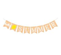 Guirlande Drapeau Hello Summer en Toile de Jute, Queue D’hirondelle | Kaki, Style Unique et Festif, pour Fête D’anniversaire, Format Bannière à Tirer