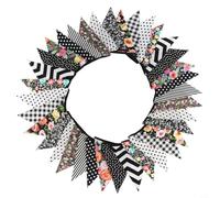 Guirlande Drapeau pour coton 10m 36 Fanions Fleuris pour déco(Black) | pour coton doux lavable, 36 fanions floraux, 10 mètres total, réutilisable, pour idéal intérieur extérieur