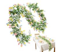 Guirlande D'œufs De Pâques, Guirlande Décorative Suspendable Avec Faux Œufs De Pâques, 210 Cm De Guirlandes Artificielle En Eucalyptus, Ornements Printaniers Pour Cheminée Table Manteau De Cheminée