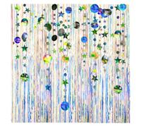 Guirlande en papier à suspendre, 39 m, ronde, étoile multicolore, paillettes, papier holographique, arc-en-ciel, avec rideaux irisés, guirlande suspendue pour anniversaire, mariage, décoration de fête