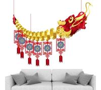 Guirlande en papier dragon chinois - Plafond du Nouvel An 2025 | Guirlande en papier dragon lunaire Nouvel An | Décorations de plafond rouge à suspendre pour les magasins de festival du printemps, la