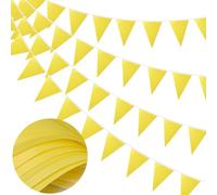 Guirlande en tissu jaune de 20 m, avec 52 fanions triangulaires imperméables, réutilisables, pour anniversaires, mariages, décorations de maison, fêtes en plein air