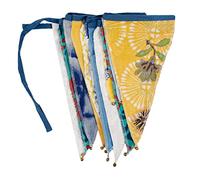Guirlande en Tissu Jaune et Bleu - 3 m | Fanions Triangulaires, Coton Bio Upcyclé 100%, Décorations Florales pour Fête, Chambre Enfant