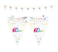 GUIRLANDE FANION 60 ANS MÉTALLIQUE MULTICOLORE