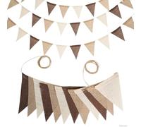 Guirlande Fanion Banderole Pennant Banner Réutilisable Fanion Guirlande pour intérieur et extérieur, Anniversaire, fête prénatale, Mariage, Jardin, décorations de fête à la Maison (Brown)