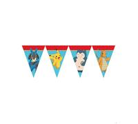 Guirlande de fanions Pokémon de 2,3 m - Décoration pour anniversaire d'enfant et fête - Avec cordon de fixation - 20 x 30 cm - En papier - Guirlande de fanions pour anniversaire d'enfant Pikachu