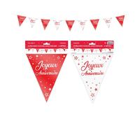 GUIRLANDE FANION JOYEUX ANNIVERSAIRE ROUGE Rouge