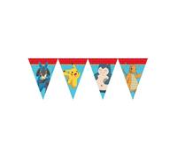 Guirlande de fanions Pokémon de 2,3 m - Décoration pour anniversaire d'enfant et fête - Avec cordon de fixation - 20 x 30 cm - En papier - Guirlande de fanions pour anniversaire d'enfant Pikachu