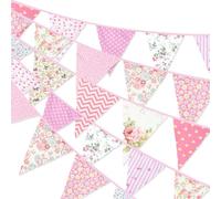 Guirlande Fanions, 12M 36PCS Guirlande Fanions Tissus, Drapeau Triangle pour Décoration Mariage, Guirlande Chambre Enfant, Décoration Anniversaire, Décoration Intérieure et Extérieure