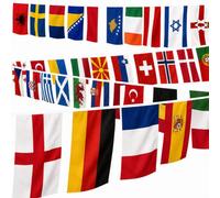 Guirlande Fanions Drapeaux Europe 15m - 54 Pays Décoration Fête & Match | Guirlande Fanions Drapeaux Europe 15m Banderole Foot Européen Eurovision Événement Sport Jardin Rue Défilé Célébration