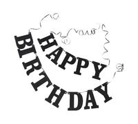 Guirlande Fanions Joyeux Anniversaire, Noir en Papier | Forme Queue D’hirondelle Cartoon, Usage Fête Intérieure ou Extérieure, Style Élégant, Montage Facile