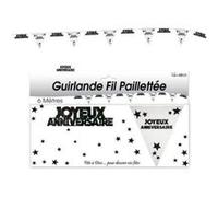 Guirlande Fil Joyeux Anniversaire Hologramme Noire - Noir Noir G
