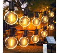 Guirlande Guinguette Exterieur Solaire 30M 50+2 G40 LED Exterieure IP65 Etanche avec RF Télécommande Jardin Fête Terrasse Cour