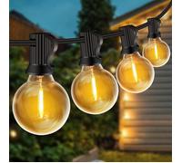 Guirlande Guinguette Extérieure 10M/20M/30M G40 LED, 20+2 Ampoules Incassables, Connectable, IP44