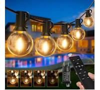 Guirlande Guinguette Extérieure 10M G40 LED, 15+1 Ampoules, Télécommande, Dimmable, Étanche